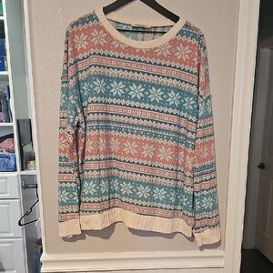 Haptics 1X Pastel Snowflake Sweater